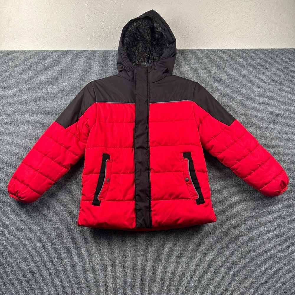 Swiss Tech Boys Red Black Puffer Jacket Winter Coat Size Medium 8